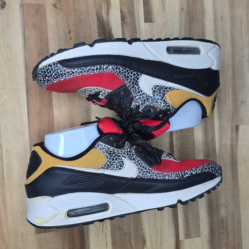NikeAir Max 90 SE Safari Women Size 8 Black Chile Red Pollen DC9446-001 Sneakers